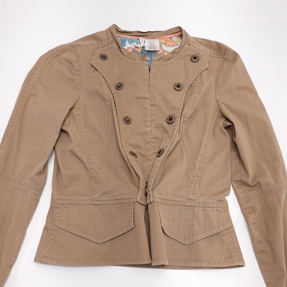 TOM K NGUYEN Jacket Coat Womens‎ Size 6 Coco Tan Short Blazer Clasp Closure Snap